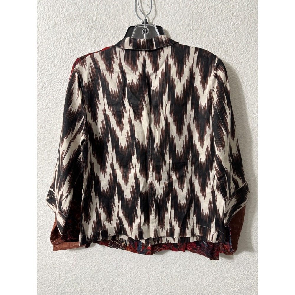 Chicos Womens Lot of 3 Tops Size 0 Linen Ikat Jacket Sequin Tunic Brown Blouse - Picture 10 of 16